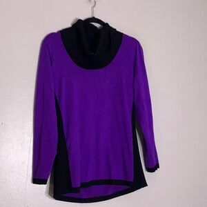 Vintage Y2K color block purple black plus size 14/16 turtleneck sweater pullover